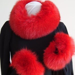 Red Fox Fur Muffler/Headband and Cuffs